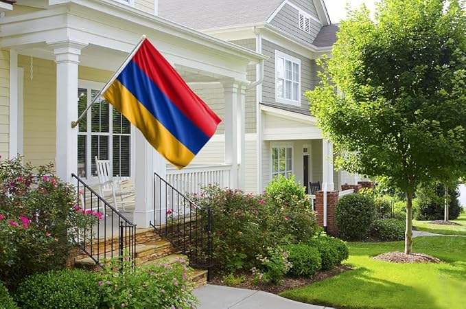 Double Sided Armenia Flag 2x3FT Armenian National Polyester Flag With 2 Grommets For Patriotic Armenian Themed Festival Events Party Decoration (Armenia, 2x3FT-3ply)