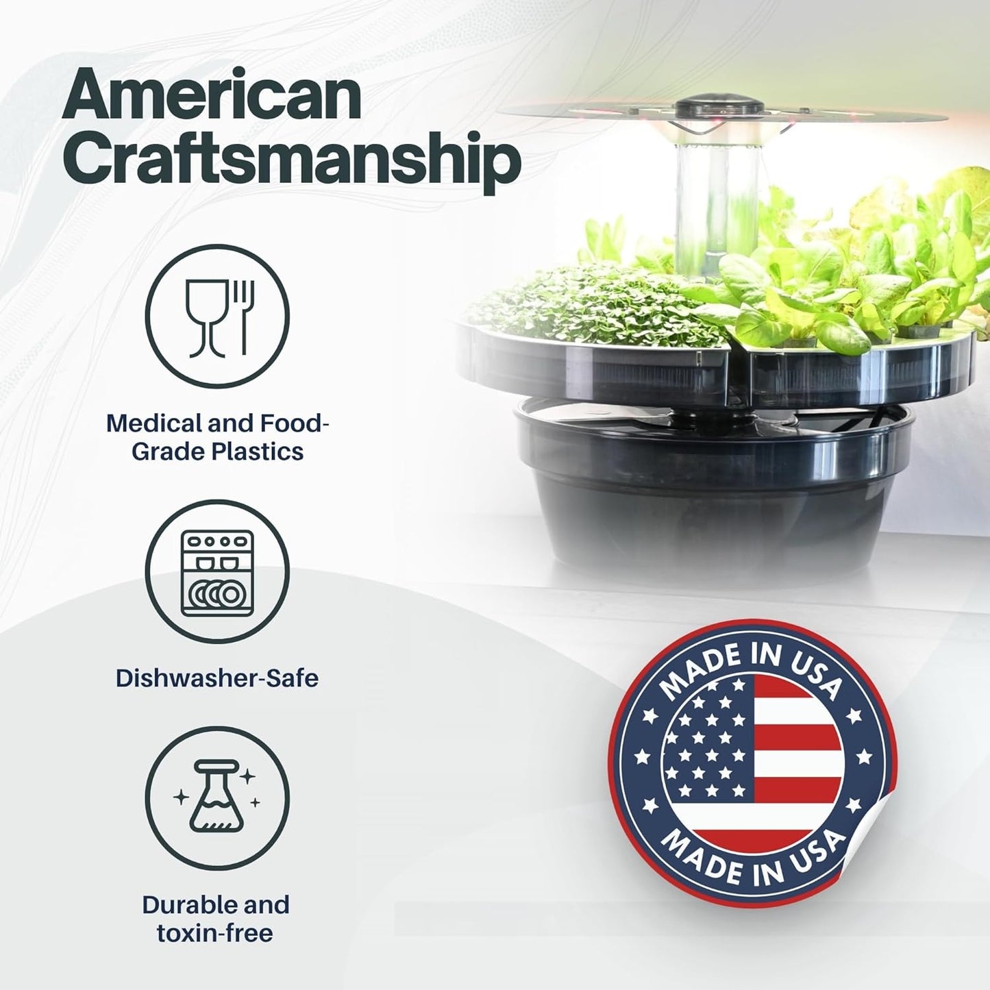 ATL1 Hydroponic Growing System Kit Garden Indoor Tabletop Garden Planter Tower with Self Watering & LED Light - Hydroponic Microgreens, Lettuce, Herbs, Sprouts in Your Home & Kitchen