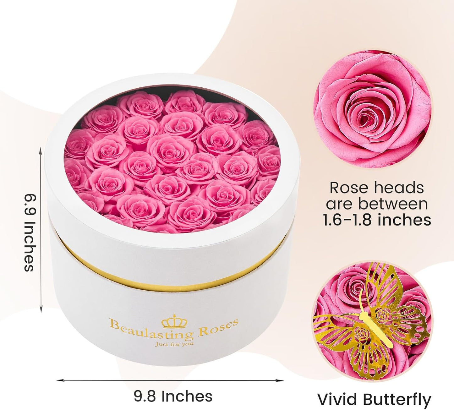 Preserved Roses Forever Flowers Real Roses in a Box Mother's Day Birthday Flowers for Her Mom Women Wife Valentine's Day, Pink, 27 Piece