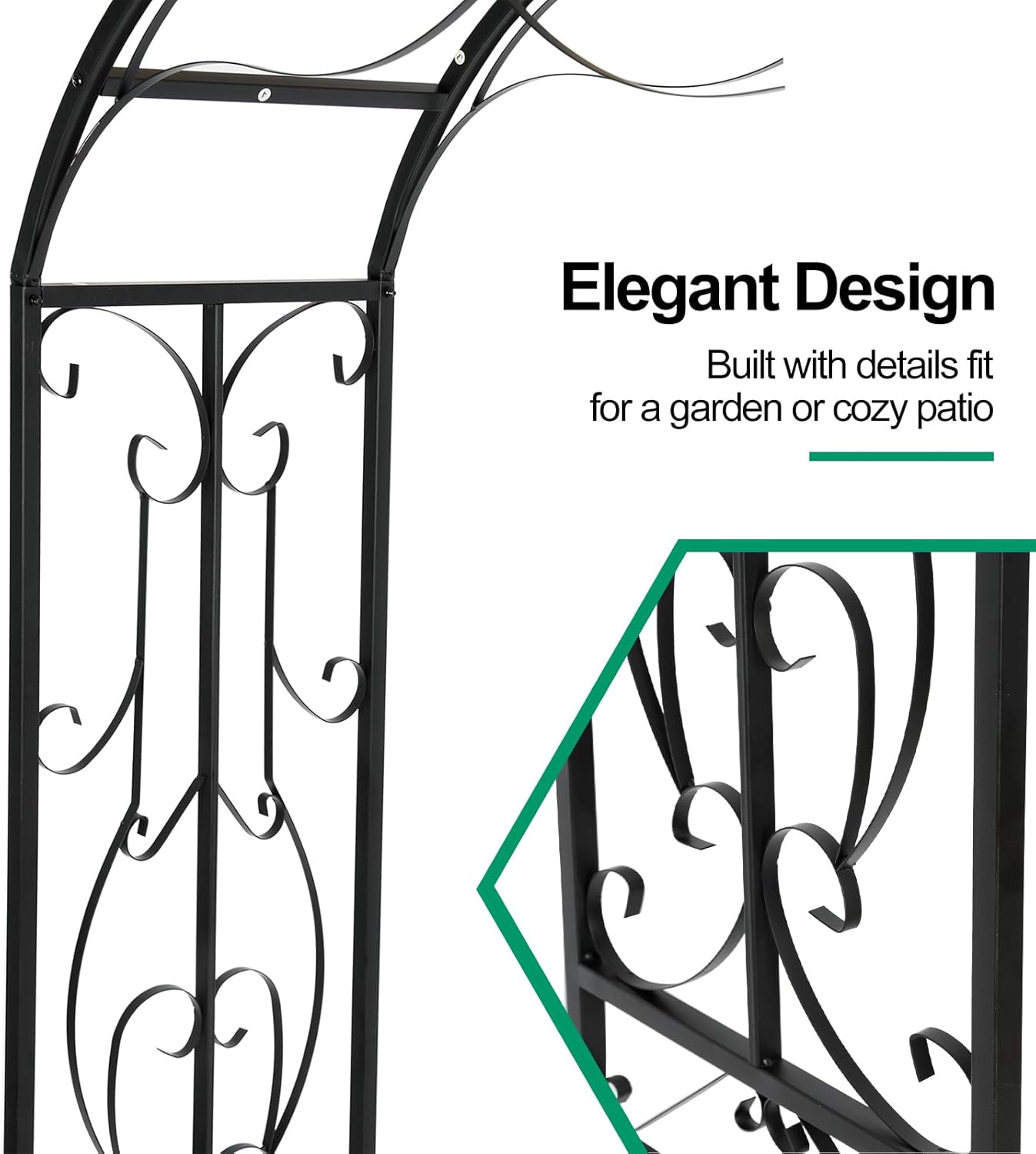 Metal Garden Arch 7.2ft Wide X 3.11 ft High Garden Arbor for for Climbing Plants Roses Vines, Outdoor Garden Lawn Backyard Patio, Garden Wedding Party Decoration