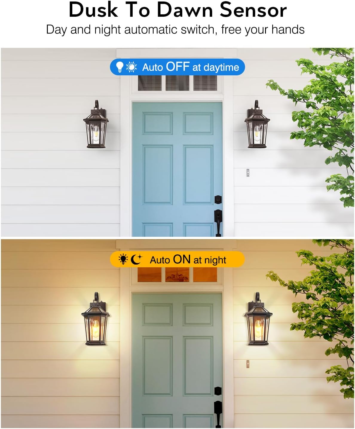 VIANIS Outdoor Wall Lights Dusk to Dawn, Oil Rubbed Bronze Exterior Lighting Fixtures for House, Waterproof ORB Porch Lights Wall Mount, Aluminum Outside Wall Sconce for Front Door, Garage