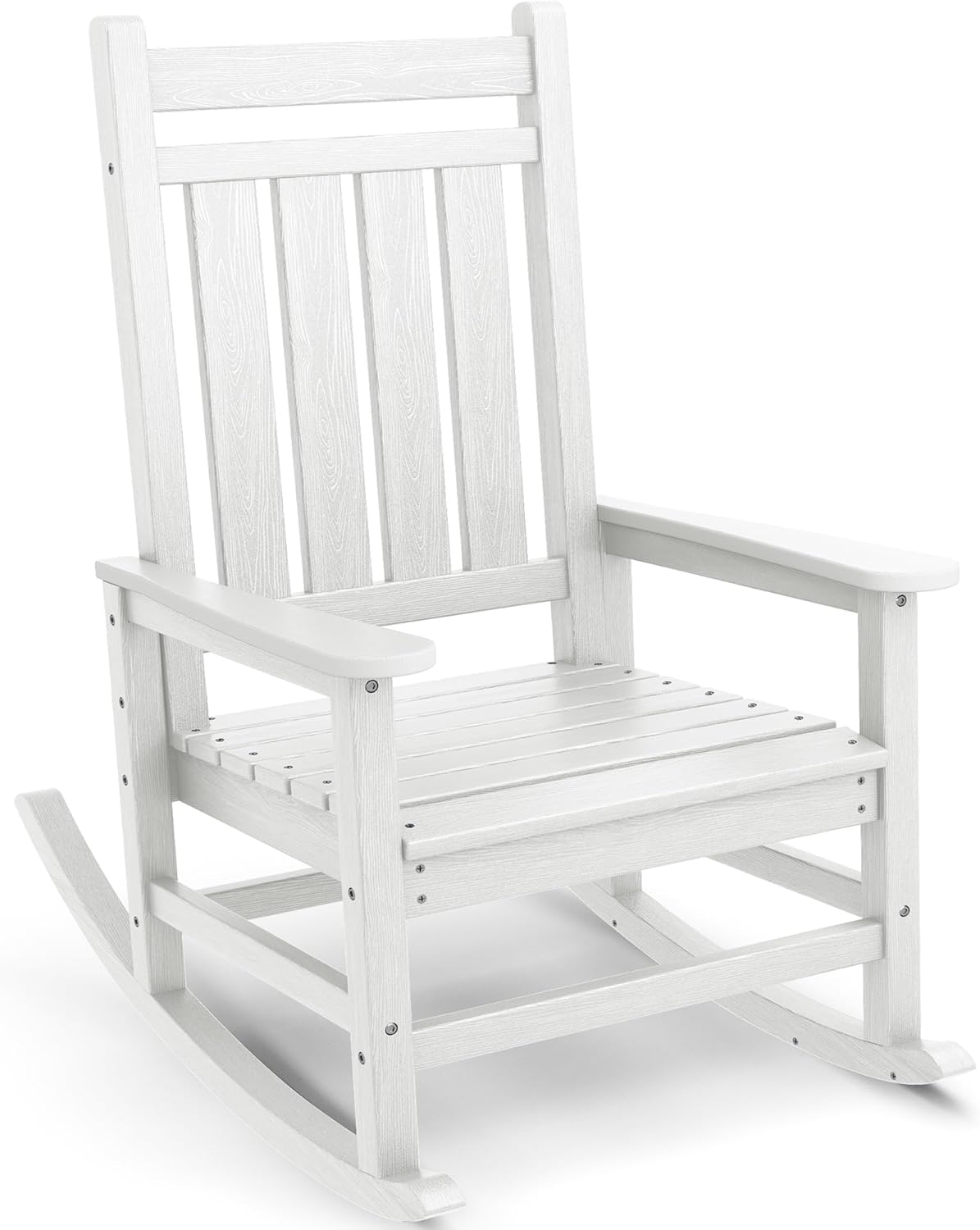 SERWALL Oversized Rocking Chair, Outdoor Rocking Chair for Adults, All Weather Resistant Porch Rocker for Lawn Garden, White