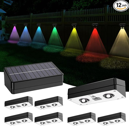 ZSYIQIX Solar Fence Lights 8 Pack, RGB Fence Solar Lights Outdoor Waterproof Led, 12 Modes Color Changing Outside Lightings Decor for Wall Railing Patio Deck Backyard Garden Pool