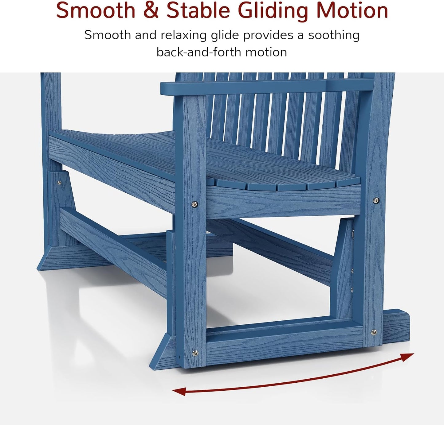 Stoog Outdoor Glider Benches Set of 2, Weatherproof Glider for Porch, Never Fade or Rot, Blue