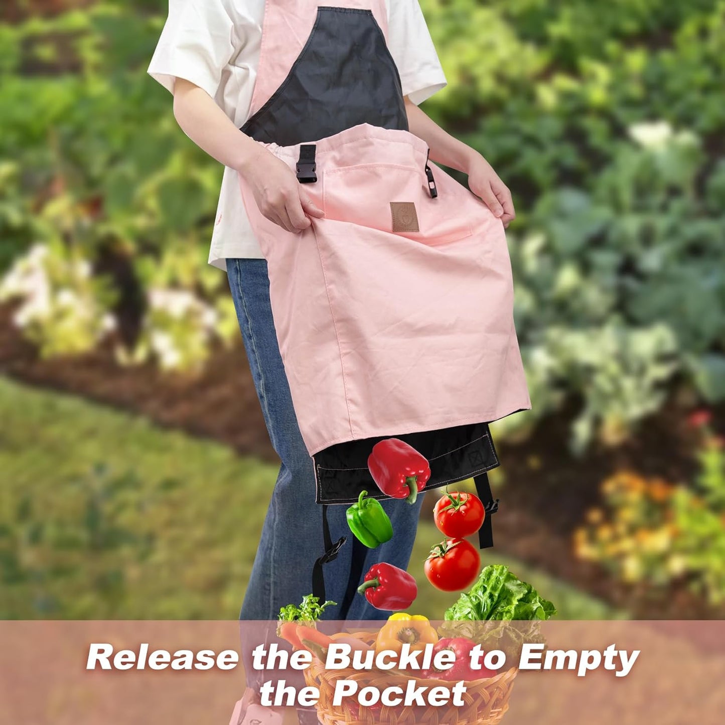 Berry&Bird Harvest Apron, Canvas Gardening Apron with Pockets and Harvesting Pouch Waterproof Harvesting Apron