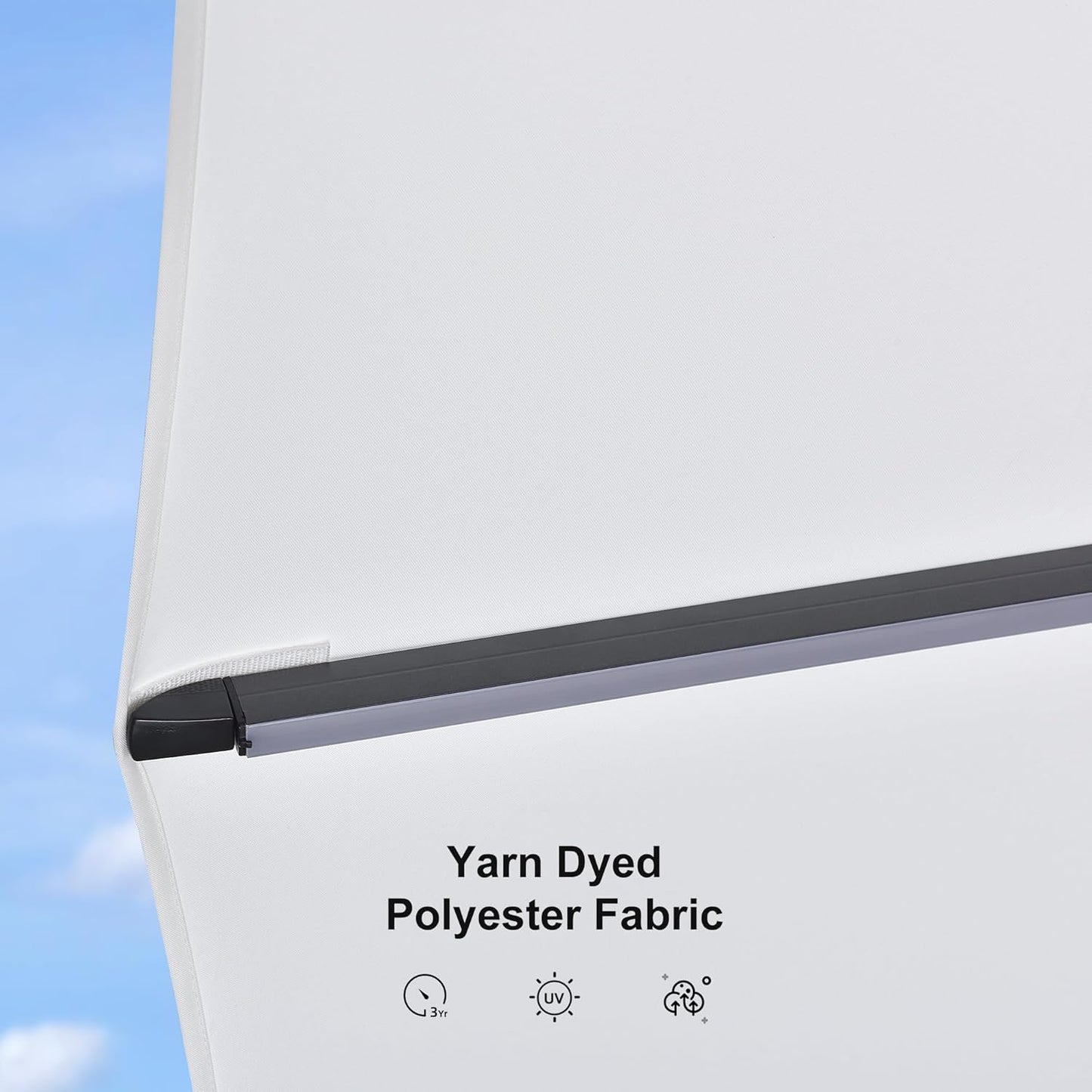 PURPLE LEAF 10 Feet Patio Umbrella Outdoor Cantilever Solar Powered LED Square Umbrella Aluminum Offset Umbrella with 360-degree Rotation for Garden Deck Pool Patio White