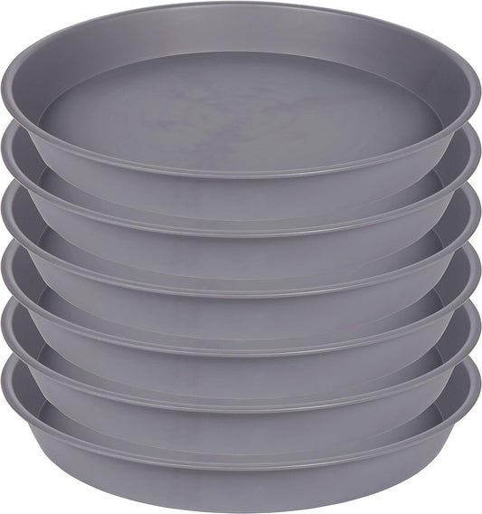 6 Pack of 10 inch Plant Saucer Gray, Heavy Duty Plastic Plant Saucer 10 inch Round, Durable Plant Tray for Pots, Plant Saucers for Indoors, Plant Trays for Planter 9"/10" (10", Cement Gray)