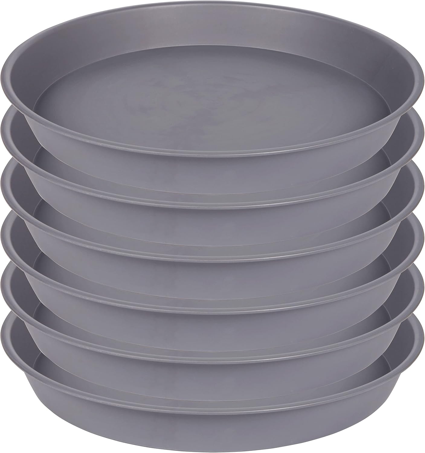 6 Pack of 7 8 inch Plant Saucer, Heavy Duty Plastic Plant Water Tray 8 inch Round, Flower Plant Saucers for Indoors No Holes, Plant Dishes Saucer for Planter 7"/8" (8", Cement Gray)