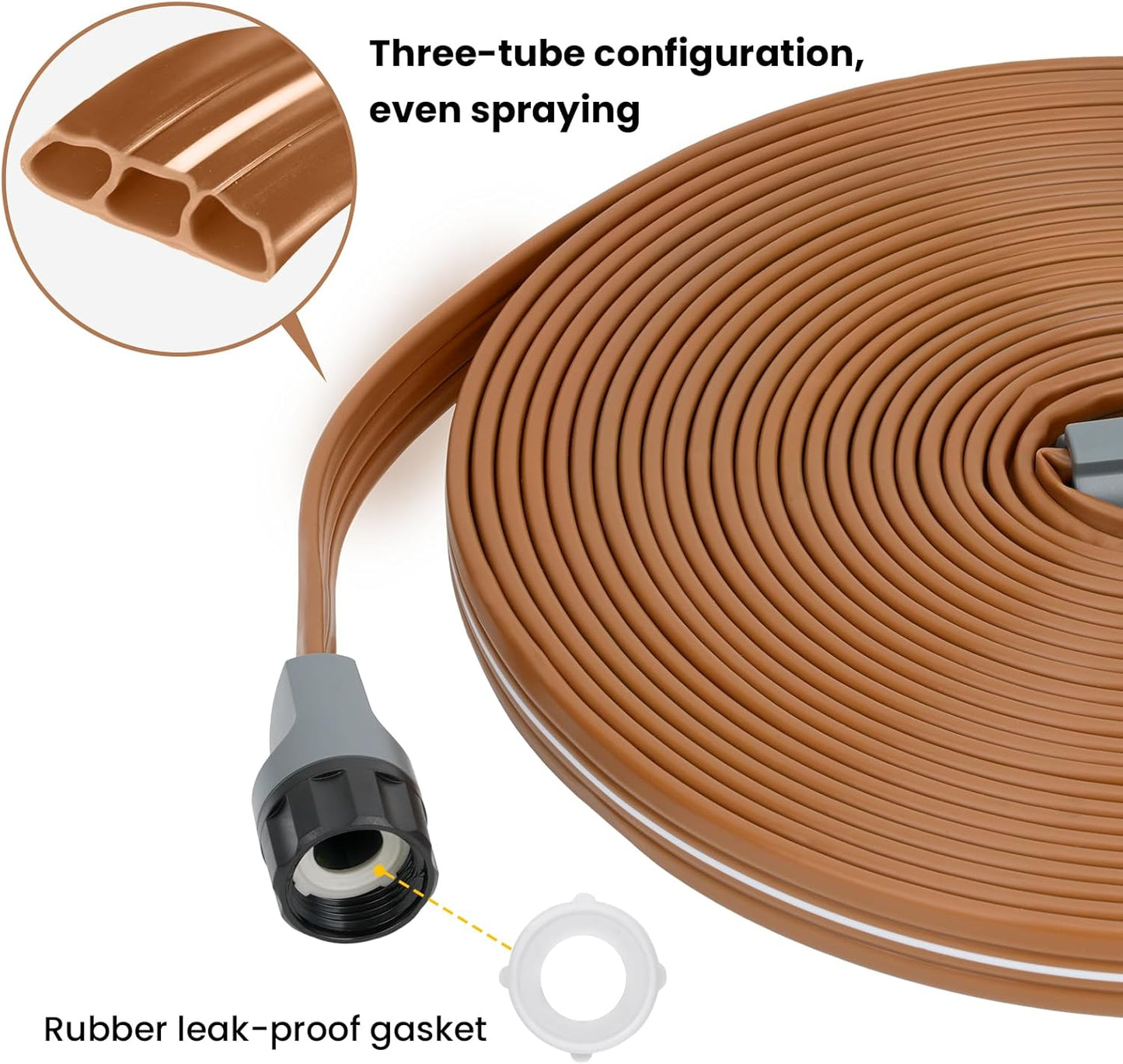 LINEX Sprinkler Soaker Hose 75 ft for Garden, Watering Hose with Holes, High-Efficiency Sprinklers System for Lawn and Garden with Staples