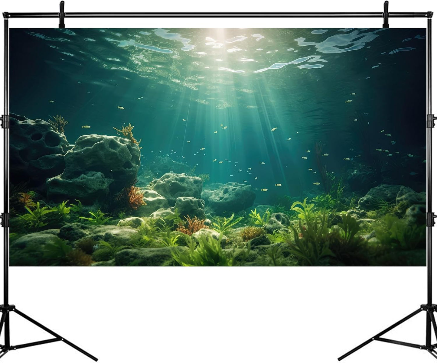 Under The Sea Aquarium Background Deep Sea Aquatic Plants Fish Tank Background Underwater Rock Sunray Terrarium Backgrounds Tropical Fish Deep Ocean Floor Fish Tank Backgrounds 60x24in