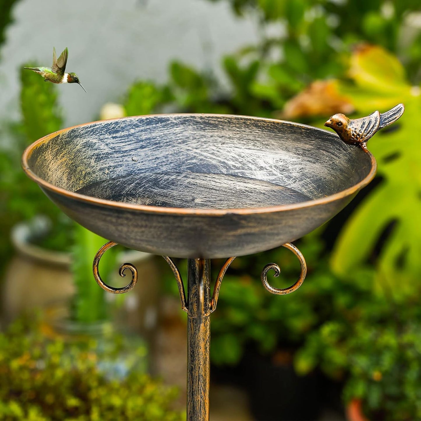 11.4" W*27.6" H Cast Iron Pedestal Bird Baths for Outdoors, Vintage Metal Bird Bath Bowl, Bird Feeder Or Drinker Plate, Home Garden Lawn Yard Decorations