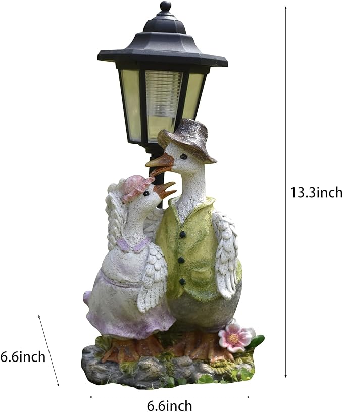 Solar Garden Outdoor Decor Statues Country Farm Goose Couple with Light,Outside-Outdoor Decorations Sculptures for Patio Yard Lawn Walkway Ornaments Clearance Gifts for Mom Grandma Birthday