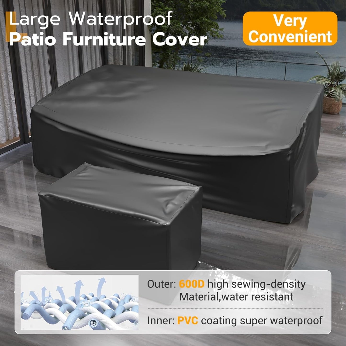 UDPATIO Patio Furniture Set with Fire Pit Table, 8 Piece Outdoor Sectional Modular Sofa, Wicker Outdoor Furniture Conversation Sets with Waterproof Cover for Backyard Deck(Grey/Dark Grey)