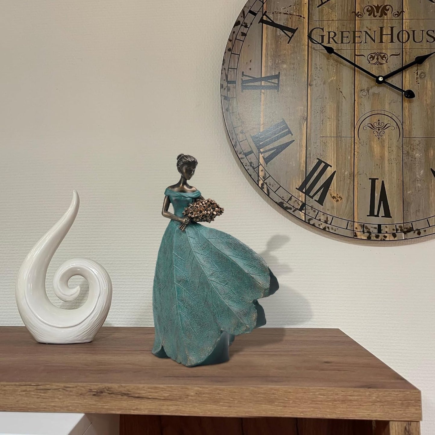 Guichifun Fairy Statue Collection Home Decoration - Leaf Angel Girls Resin Modern Table Decor for Living Room Office Sculpture Decor for Women Indoor Rustic Figurines Gift 5 x 3 x 7.5 Inch