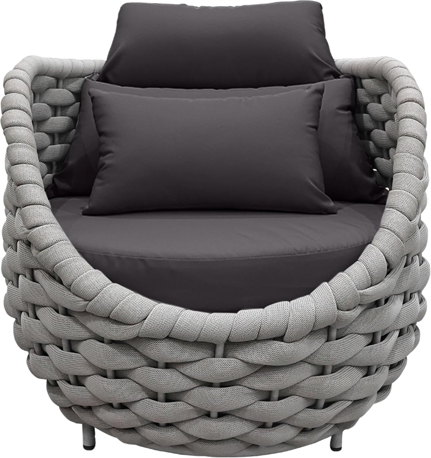 TWT Patio Sofa All-Weather Textilene Rope Balcony Furniture with Dark Grey Cushions & Pillows, Patio Couch Outdoor Patio Furniture Set for Patio, Balcony, Backyard, Deck, Poolside