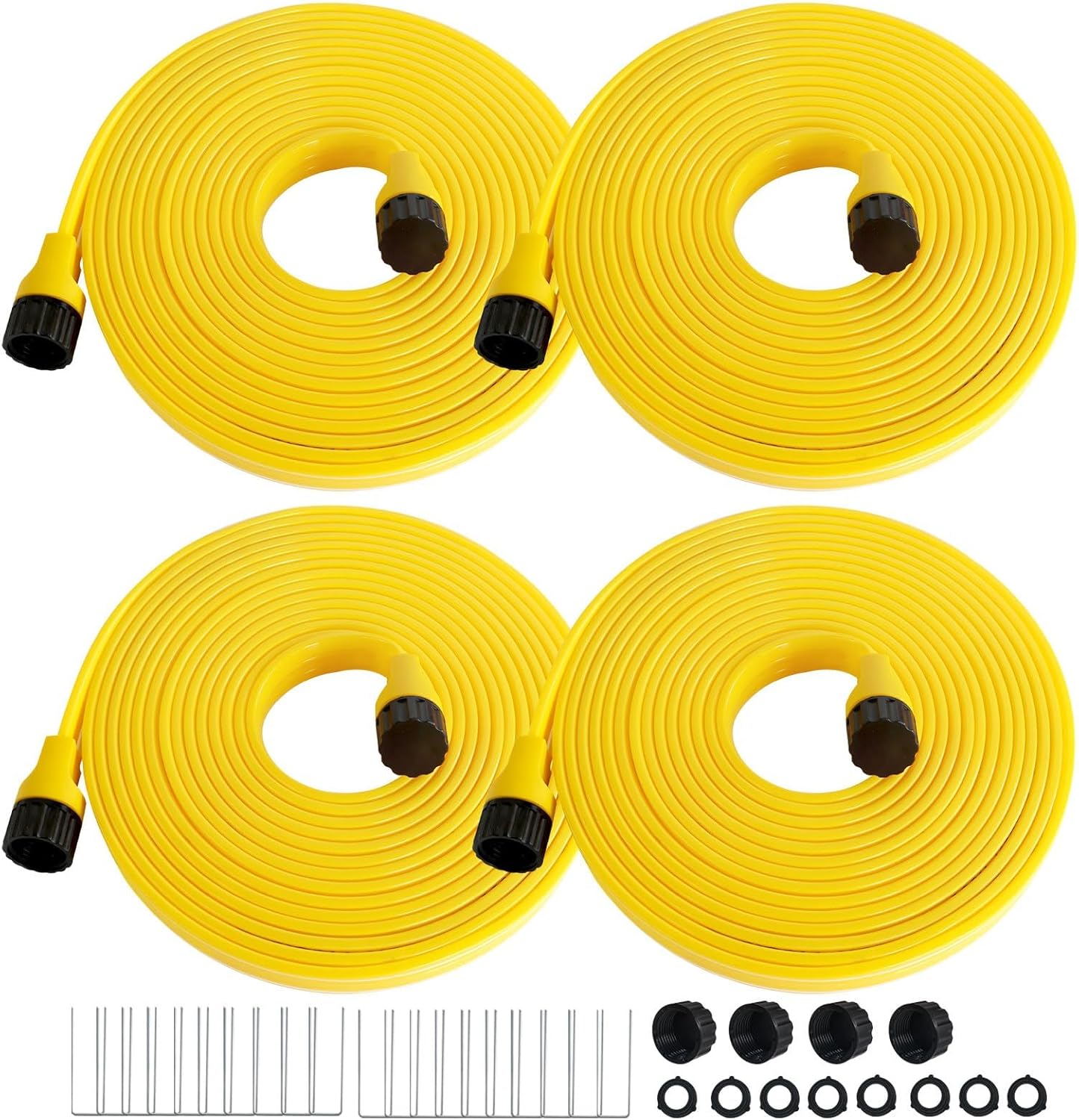 Sprinkler Hose 15 ft 4-Pack, Flexible Short Sprinklers Soaker Hose 60 ft for Yard, Lawn Drip Irrigation Hose System for Garden Watering (15 ft 4-Pack)