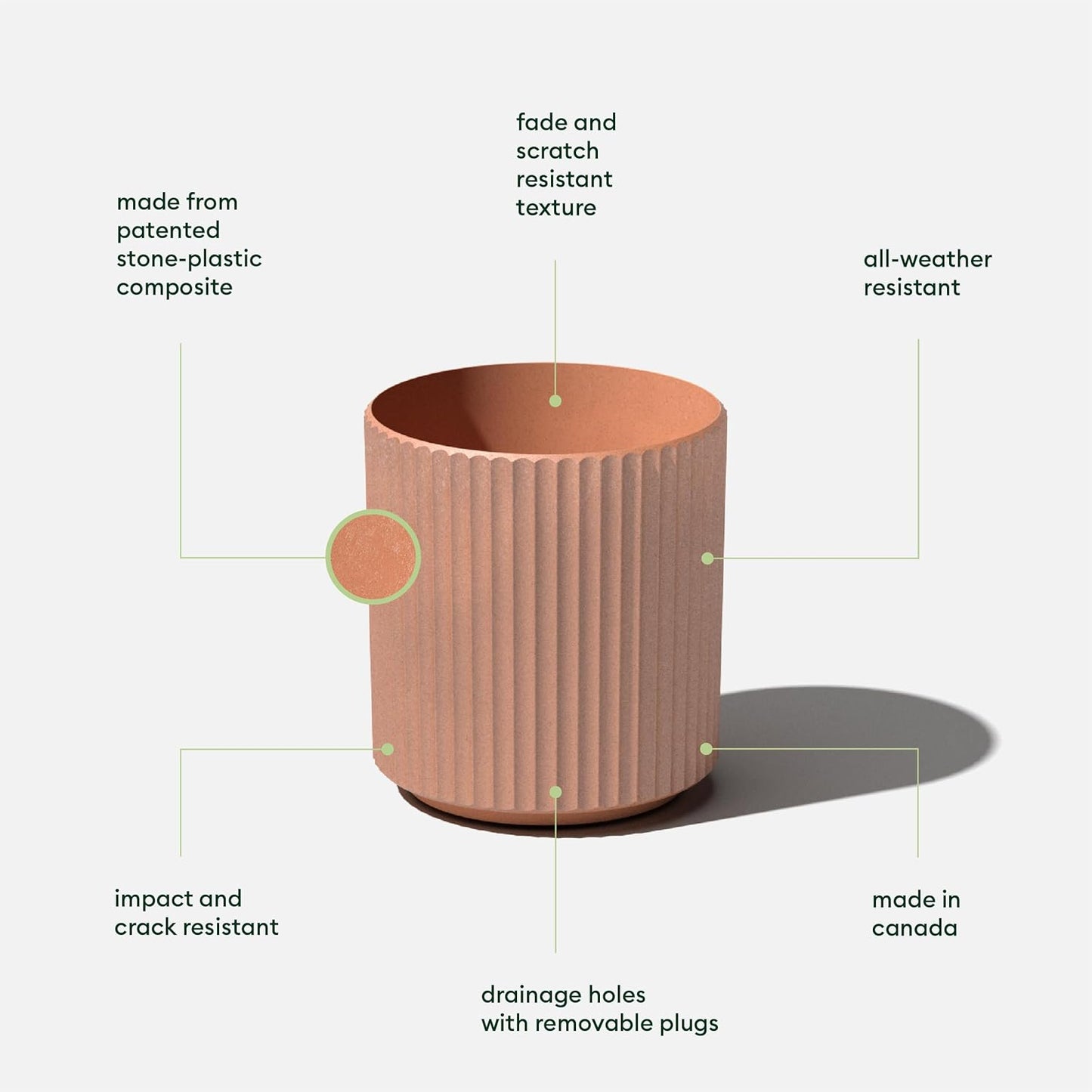 Veradek Demi Series Round Planter for Porch, Patio, Backyard | Durable Plastic-Stone Composite Material | Modern Décor for Tall Plants, Flowers