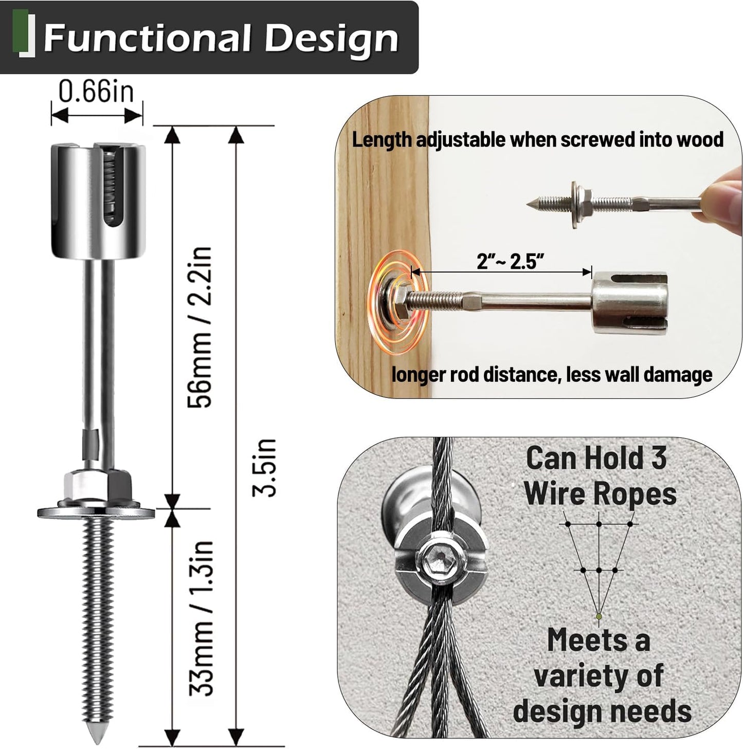 Wire Trellis for Climbing Plants Outdoor, 30-Set Wall Trellis Kit, T316 Espalier System for Fence and Garden DIY Projects (Hubs Only, Without Cable)