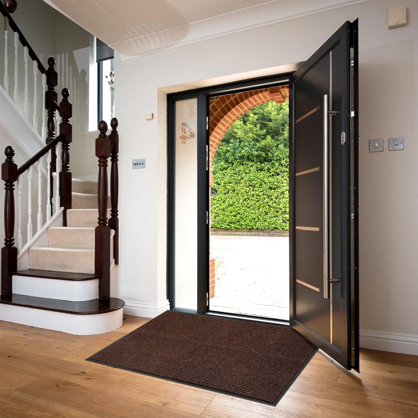 Profile Rubber Door Mat, 47x31inch, Heavy Duty, Entrance Doormat, Indoor and Outdoor, Waterproof, Easy Clean Shoe Scraper, Home Rug Welcome Mats for Entryway, Patio, Porch, Brown