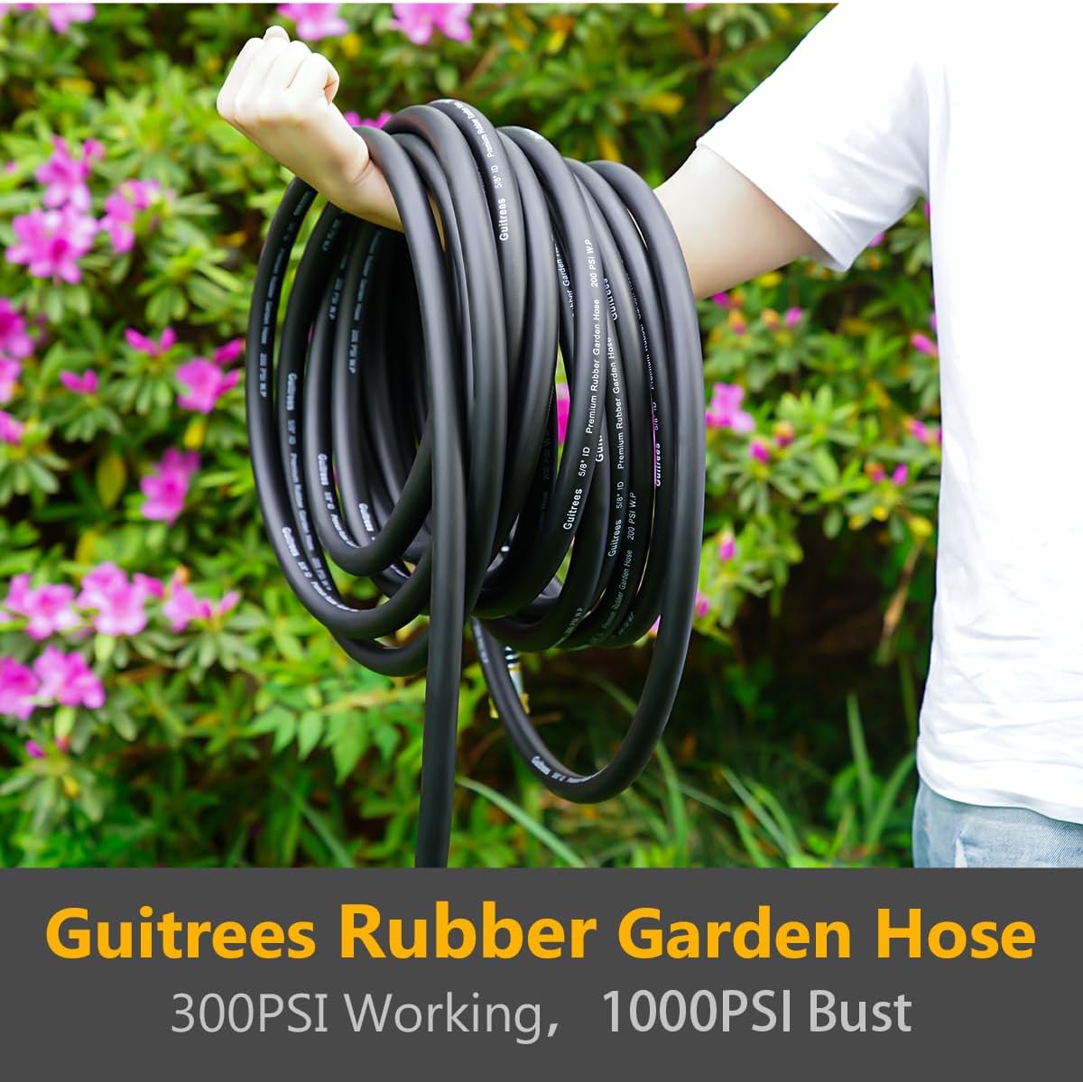 Leader Garden Hose 5ft x 5/8", Heavy Duty Short Water Hose, Male to Female Fittings, Five Layered Braiding for Durability, 1000PSI Burst, 200PSI Working (Black)