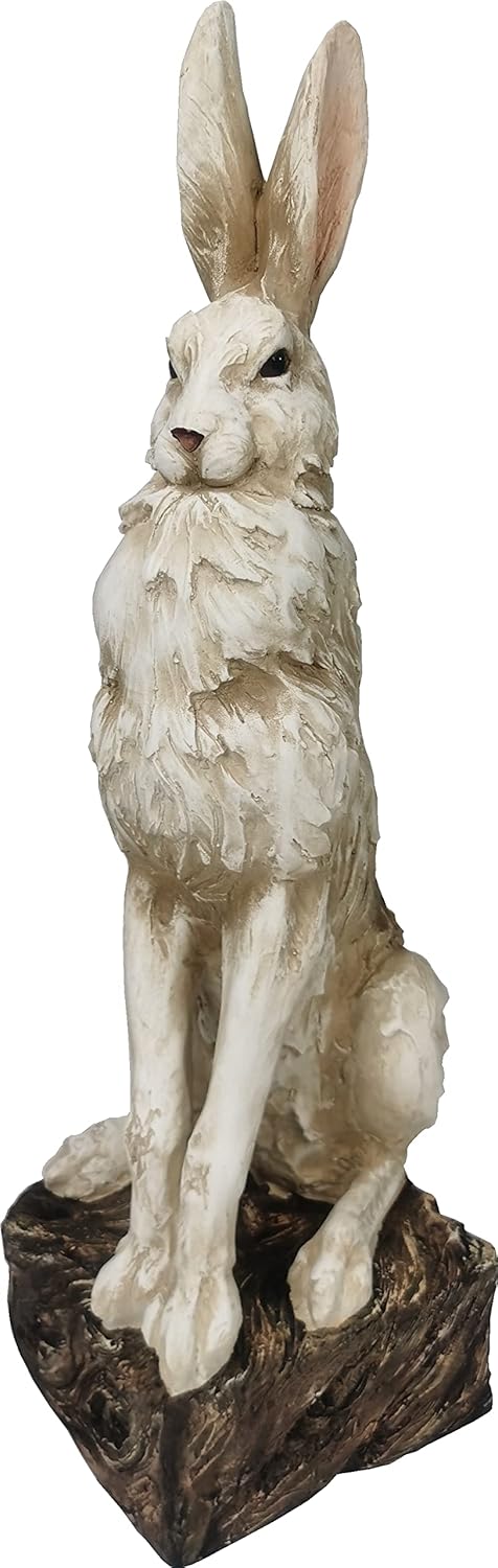 Large Size Noble Sitting Rabbit Bunny Realistic Rabbit Happy Easter Bunny Magnesium Oxide Stone Sculpture Decorations for Indoor Outdoor Garden Statue 30'' High