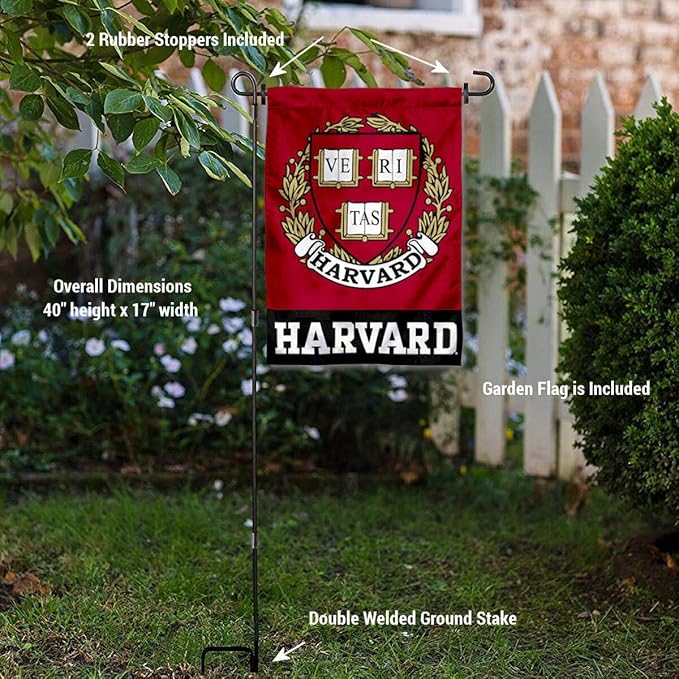 College Flags & Banners Co. Crimson Coat of Arms Garden Flag with Stand Holder