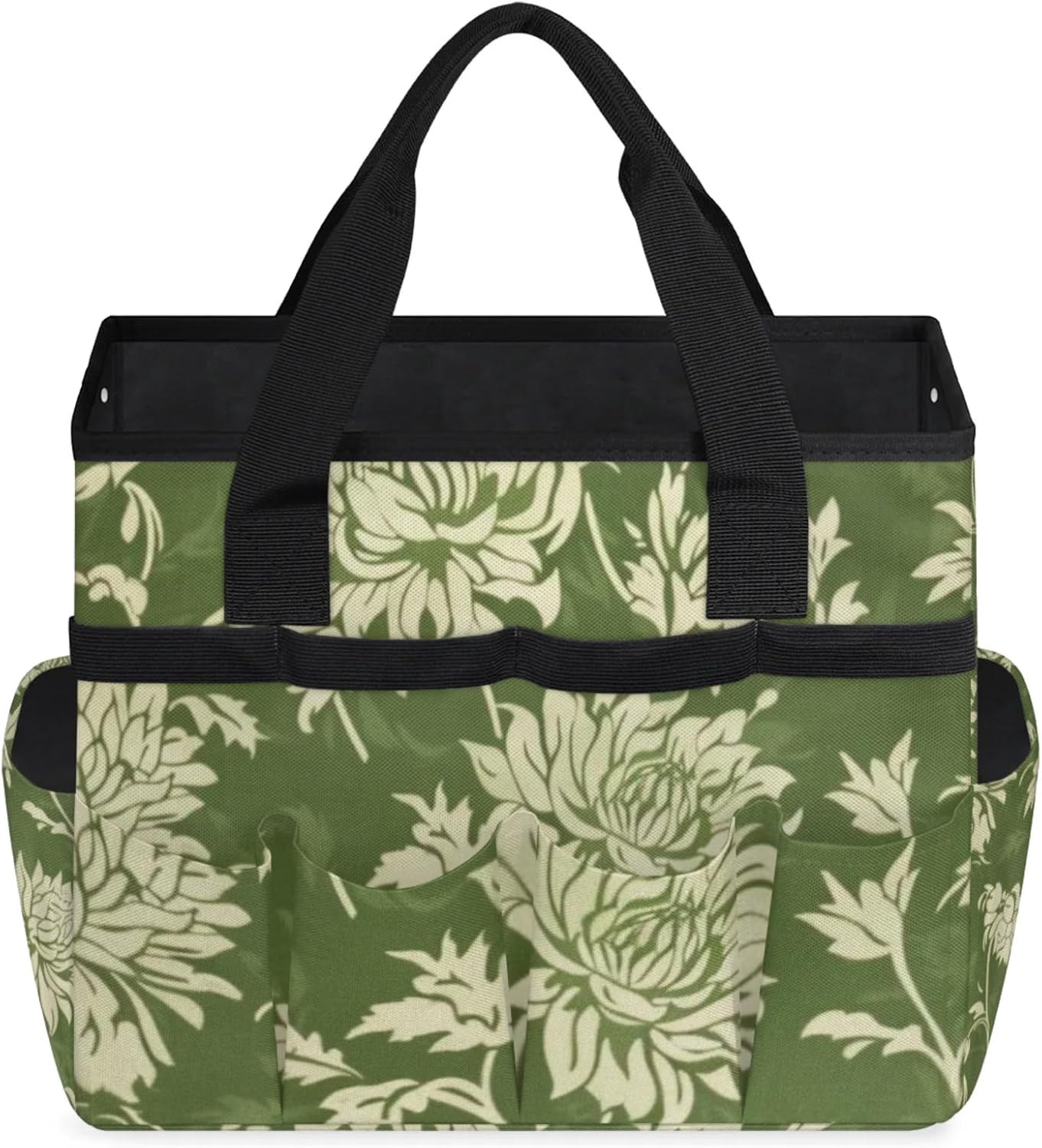 Spring Leaves Gardening Tool Bag,Heavy Duty Garden Tote Bag,Portable Oxford Gardening Storage Basket Organizer Handbag with Pockets Handle,Hand Tools Gifts for Outdoor Garden Lawn Yard