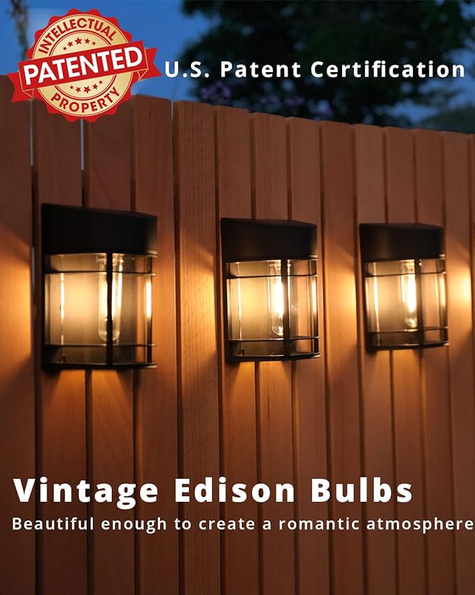 Solar Fence Lights Outdoor, 8 Pack Waterproof Solar Lights Outdoor, Outdoor Solar Light Fence Light for Garden Fence Post Step Stair Backyard