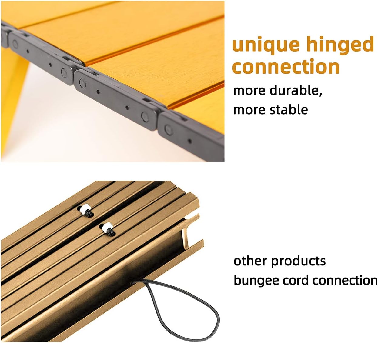 Rock Cloud Portable Beach Table Aluminum Ultralight Folding Camping Table, Yellow