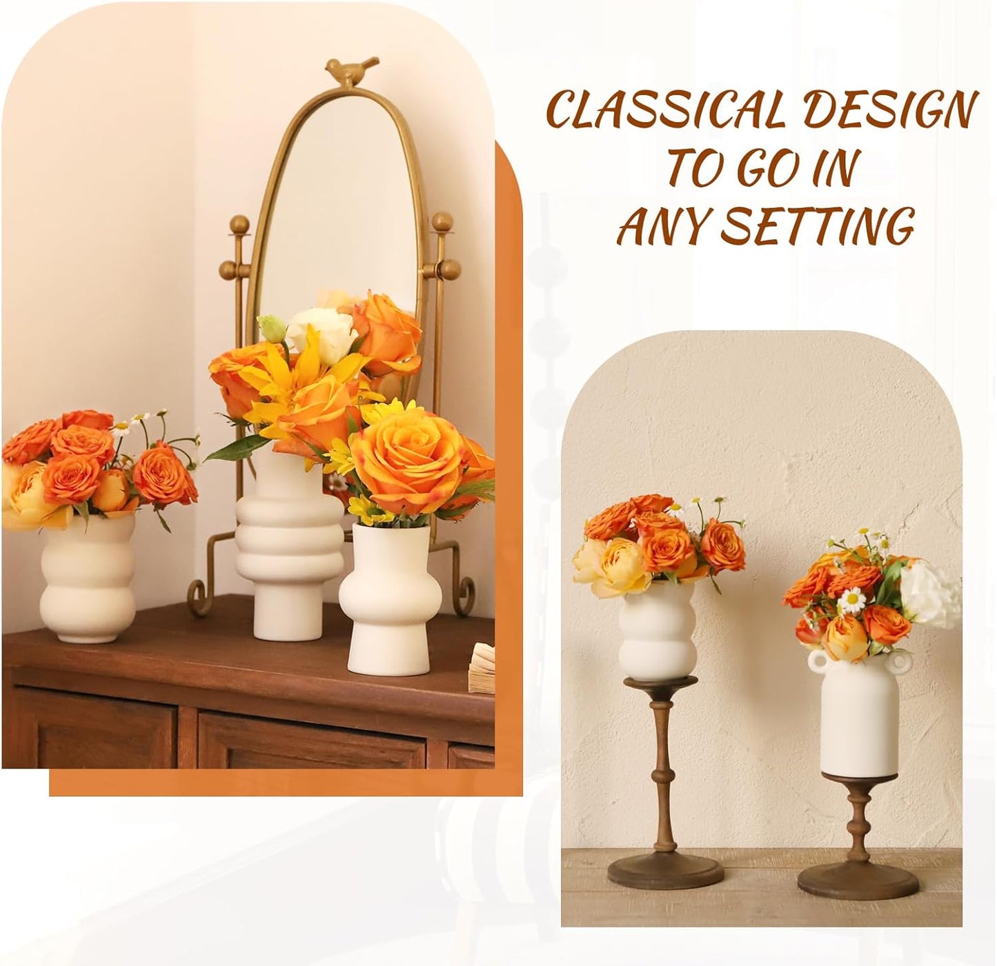 Ceramic Vase for Decor, White Boho Ceramic Vase in Bulk Small Boho Vases Set for Home Modern Minimalist Farmhouse Decoration White Bud Vases for Shelf Decor, Table, Bookshelf (Set of 9)