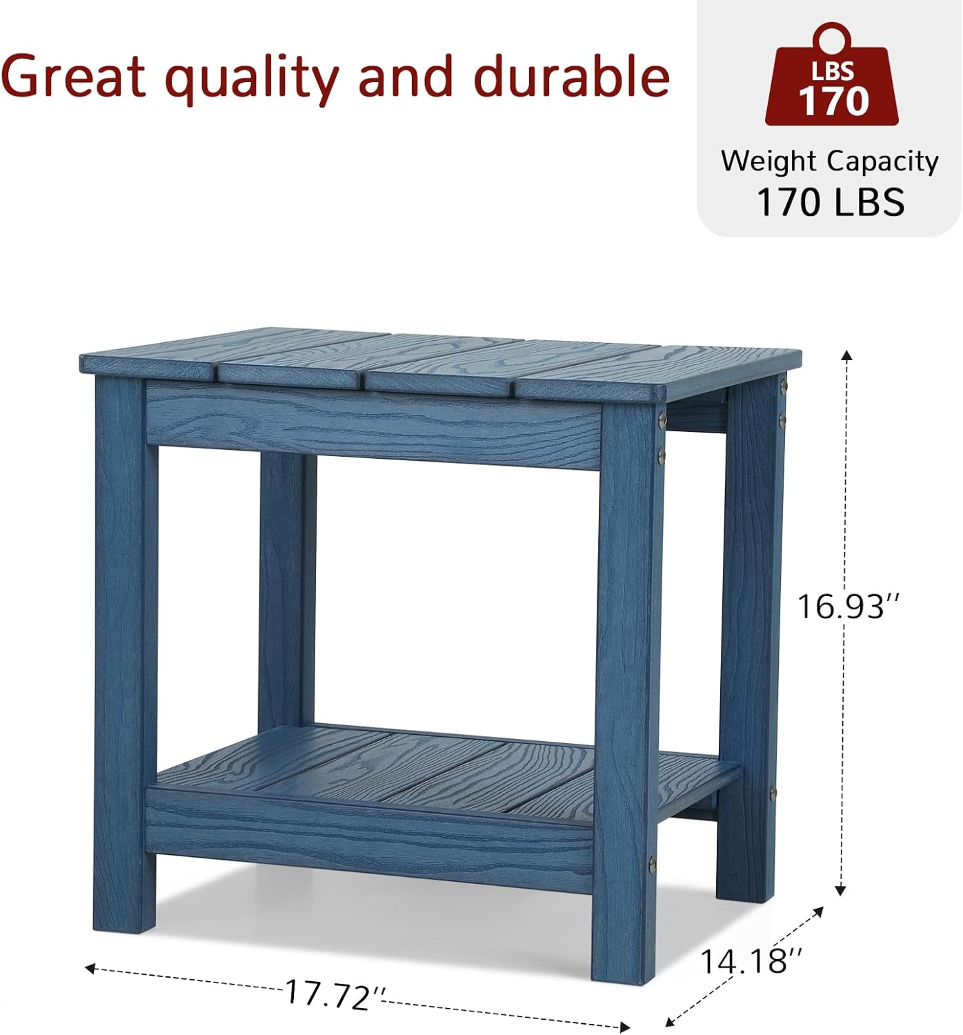 Stoog 3-Piece All-Weather Garden Chairs Set of 2 with Table, Patio Furniture Sets, Include 2 Garden Chairs and 1 Side Table, for Porch, Backyard, Lawn & Dining, Blue