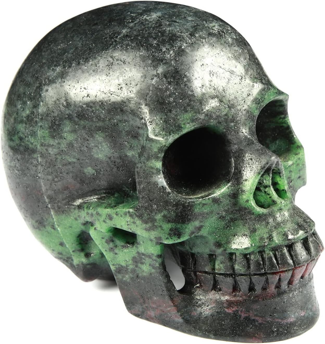 Skullis 5.0” Ruby Zoisite Crystal Skull, Hand Carved Gemstone Fine Art Sculpture, Reiki Healing Stone Statue. 1168 Z8