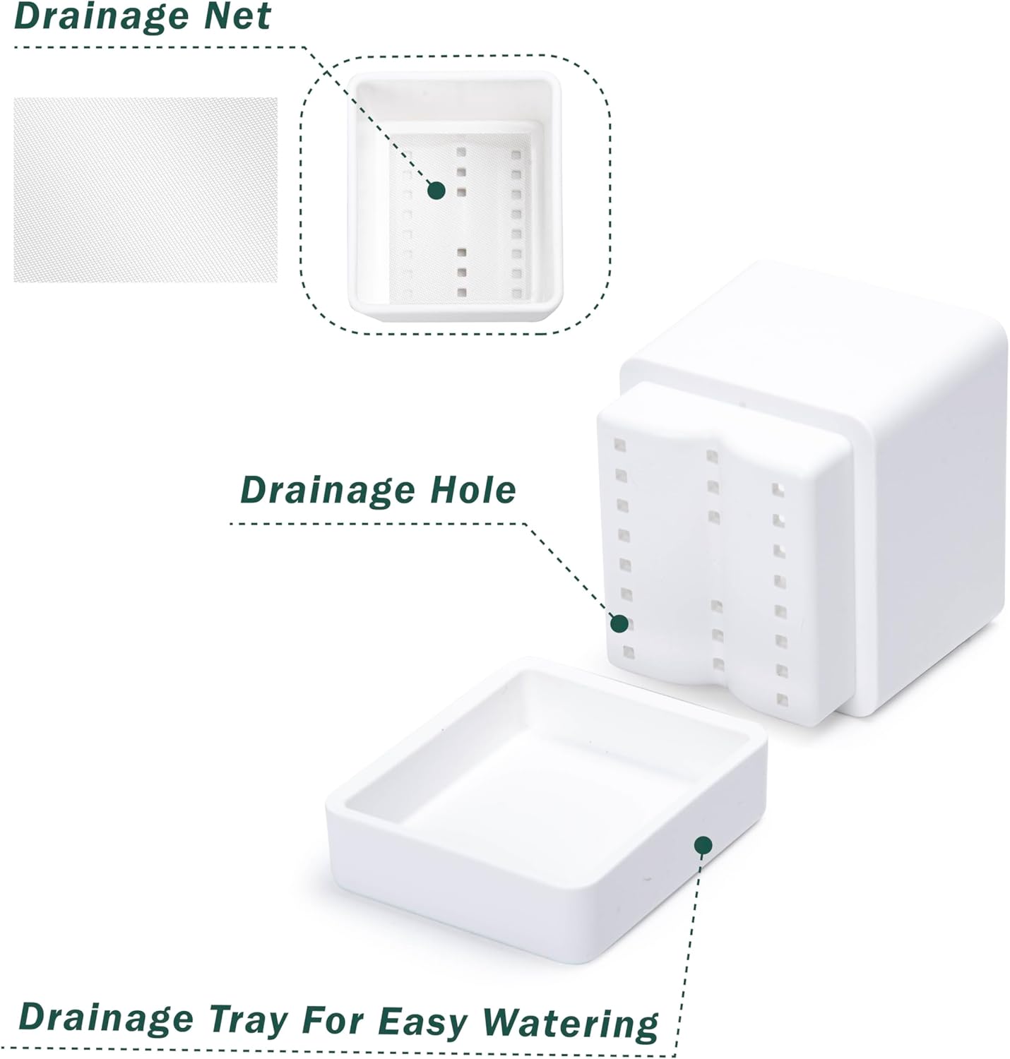 4 Inch Herb Planter Pot, Plastic Planter with Drainage Holes and Saucer, Modern Decorative Gardening Pot for Indoor Plants, Flowers, Herbs, Succulents, White, Set of 4, 76-Y-A-4