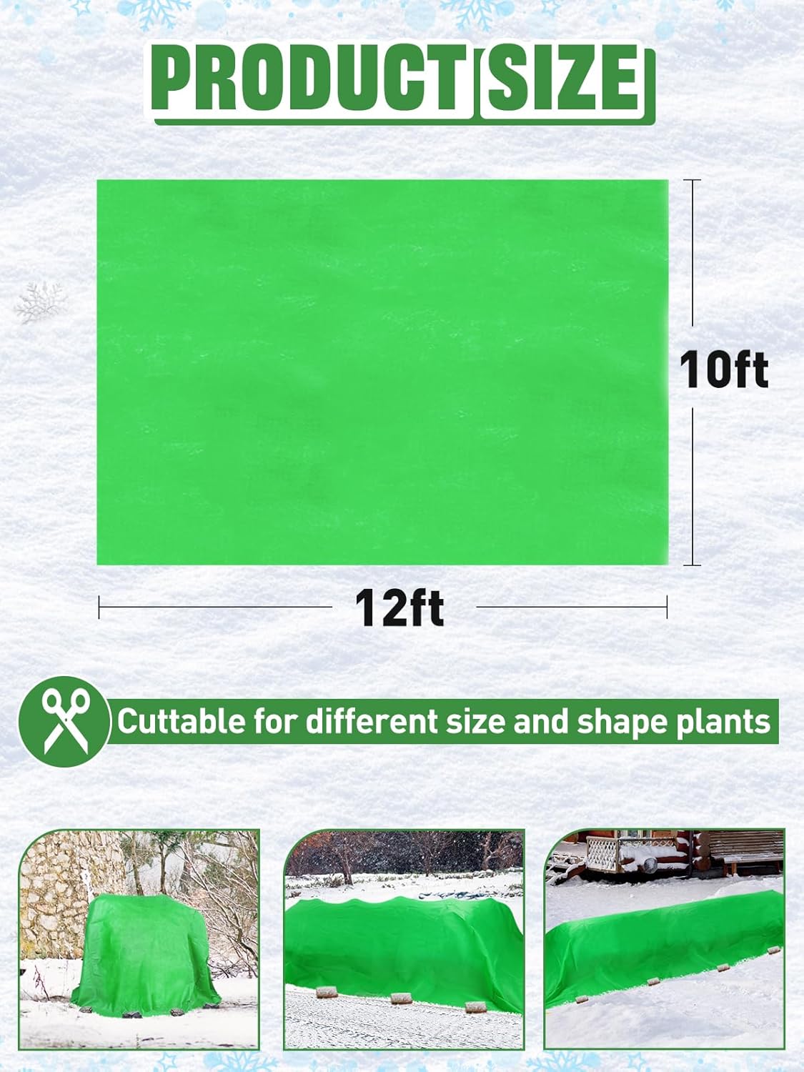 2.0oz/yd² Plant Covers Freeze Protection - 10 x 12 ft Easy of Use Green Winter Plant Frost Blanket Shield for Raised Beds, Reusable Garden Fabric Cloth Floating Row Cover for Outdoor Plants, Small