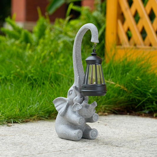 Garden Decoration, Figurine, Lawn Statue, Sculpture Ornament, Animal Figurine - Cat Resin Statue with Lantern (Chest)