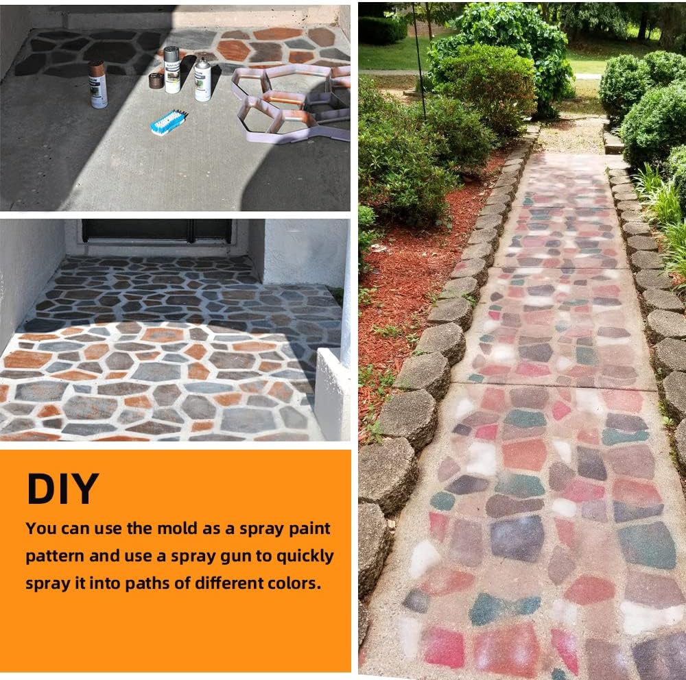 Avalution Reusable Concrete Mold 17"x17"x1.6" Walker Maker Courtyard Stepping Stone Molds Lawn Garden DIY Paving Mold(Irregular)