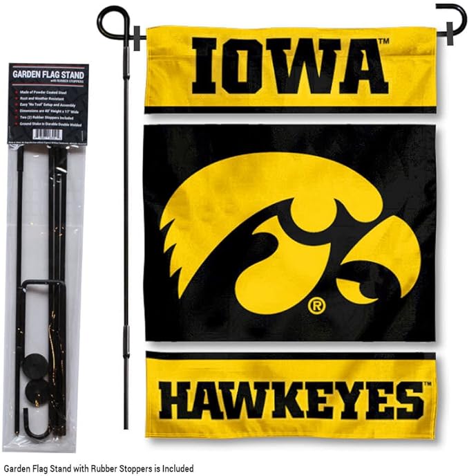 College Flags & Banners Co. Iowa Hawkeyes Garden Flag with Stand Holder