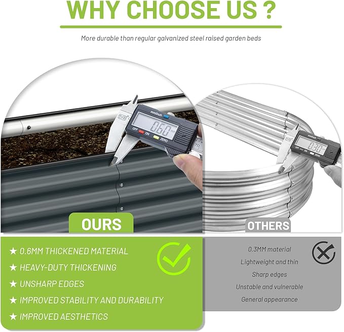 8x2x1.5ft Raised Garden Bed-Oval Outdoor Galvanized Planter Box for Vegetables, Fruits,Herbs, Flowers,Metal Raised Garden Bed kit-Black Grey