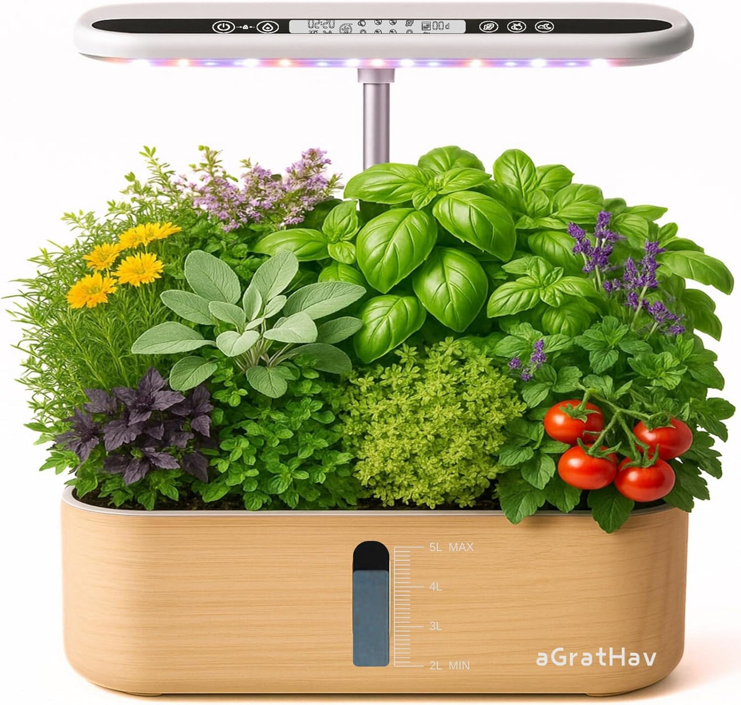 Hydroponics Growing System Kit, Indoor Herb Garden, 14 Pods Upgraded LCD Display, LED Grow Light Quiet Smart Water Pump Automatic Timer, Hydroponic Planter for Home Kitchen Office