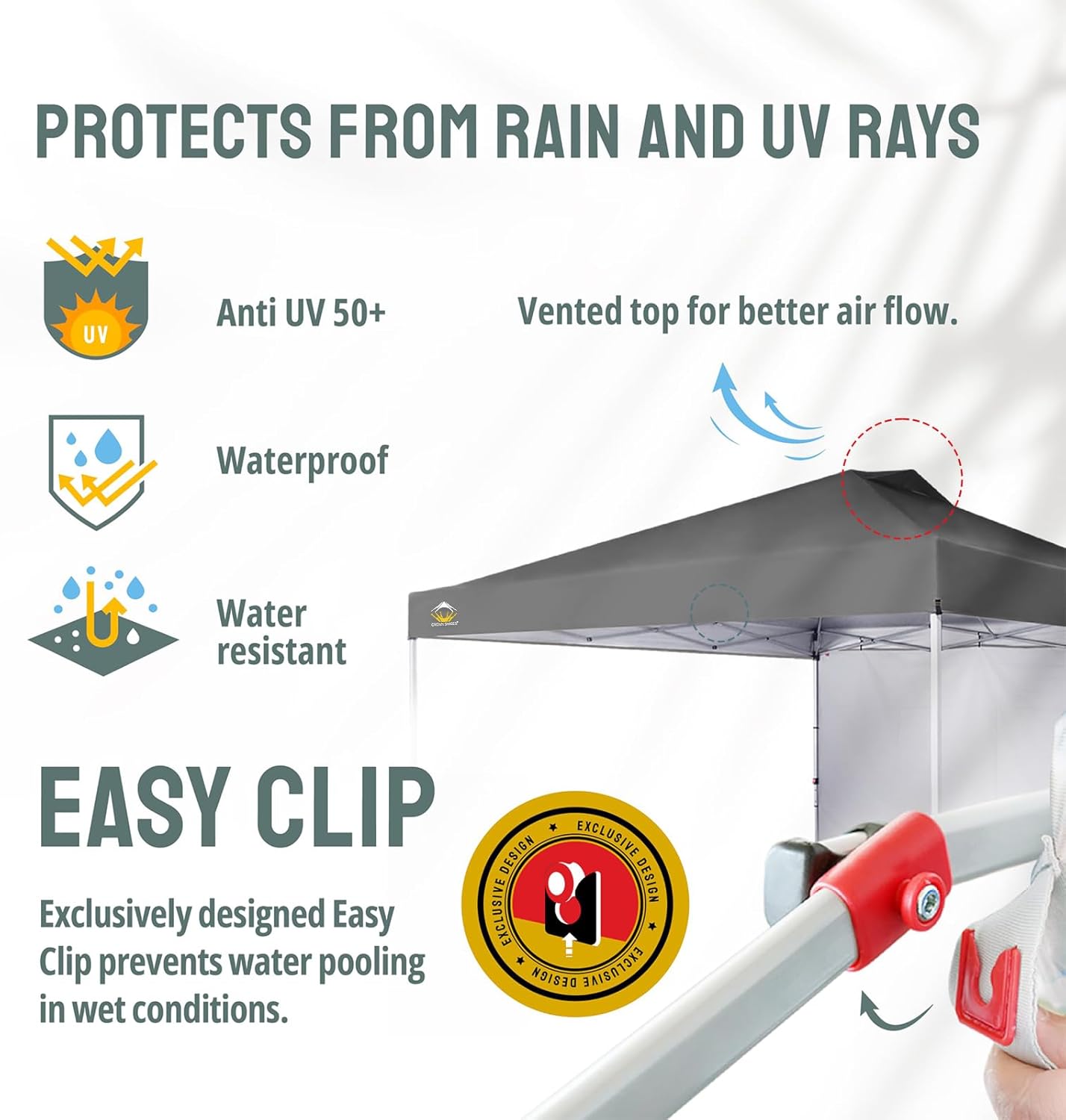 CROWN SHADES 12x12 Pop Up Canopy Tent Instant Commercial with 150D Silver Coated Fabric Including 1 Removable Sidewall, 4 Ropes, 8 Stakes, Weight Bags, STO 'N Go Bag, Grid Grey