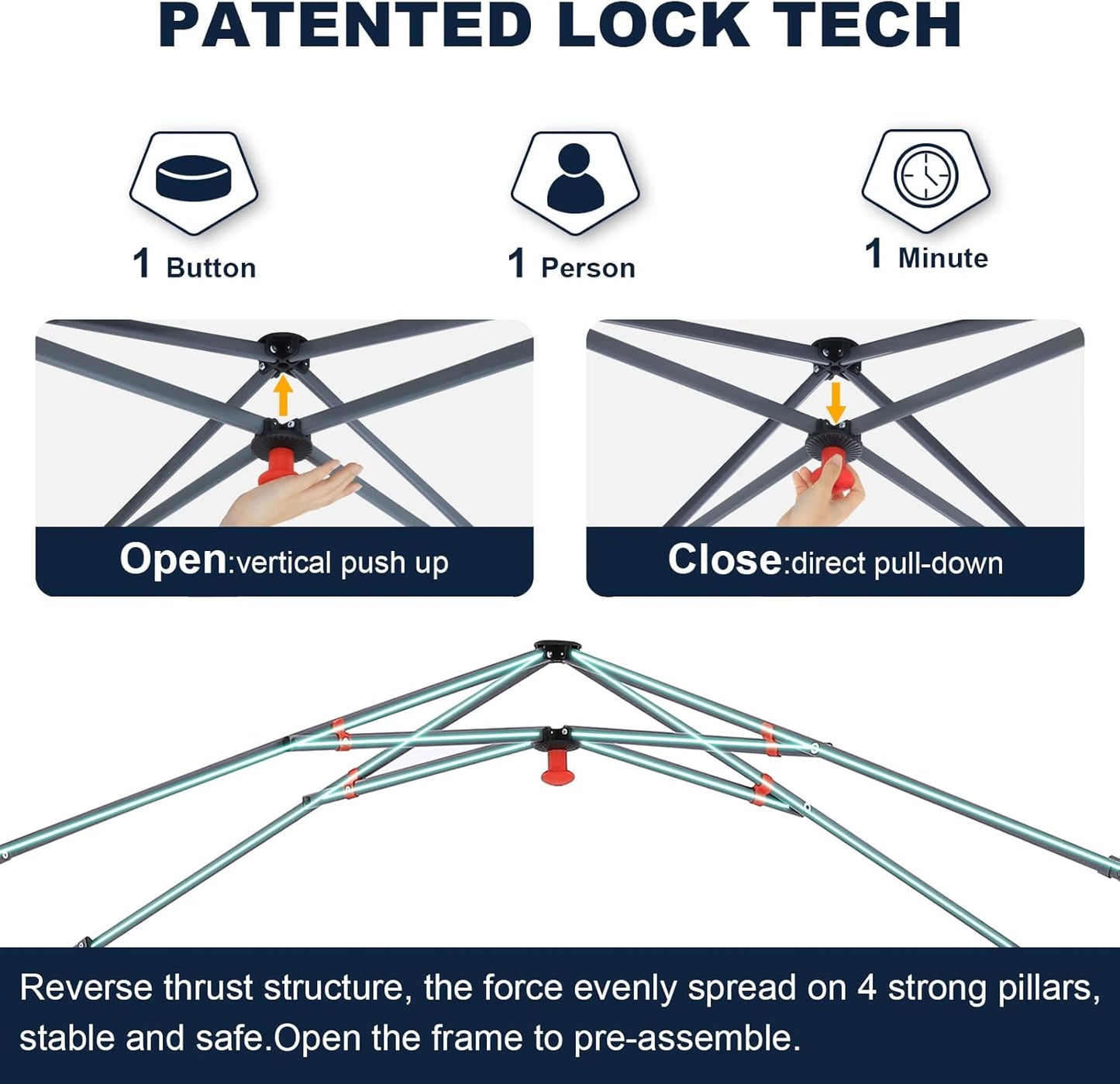 COOSHADE Pop Up Canopy Tent, 10x10 Easy Setup Instant Canopy Sun Shelter Beach Tent, Portable Sports, Blue