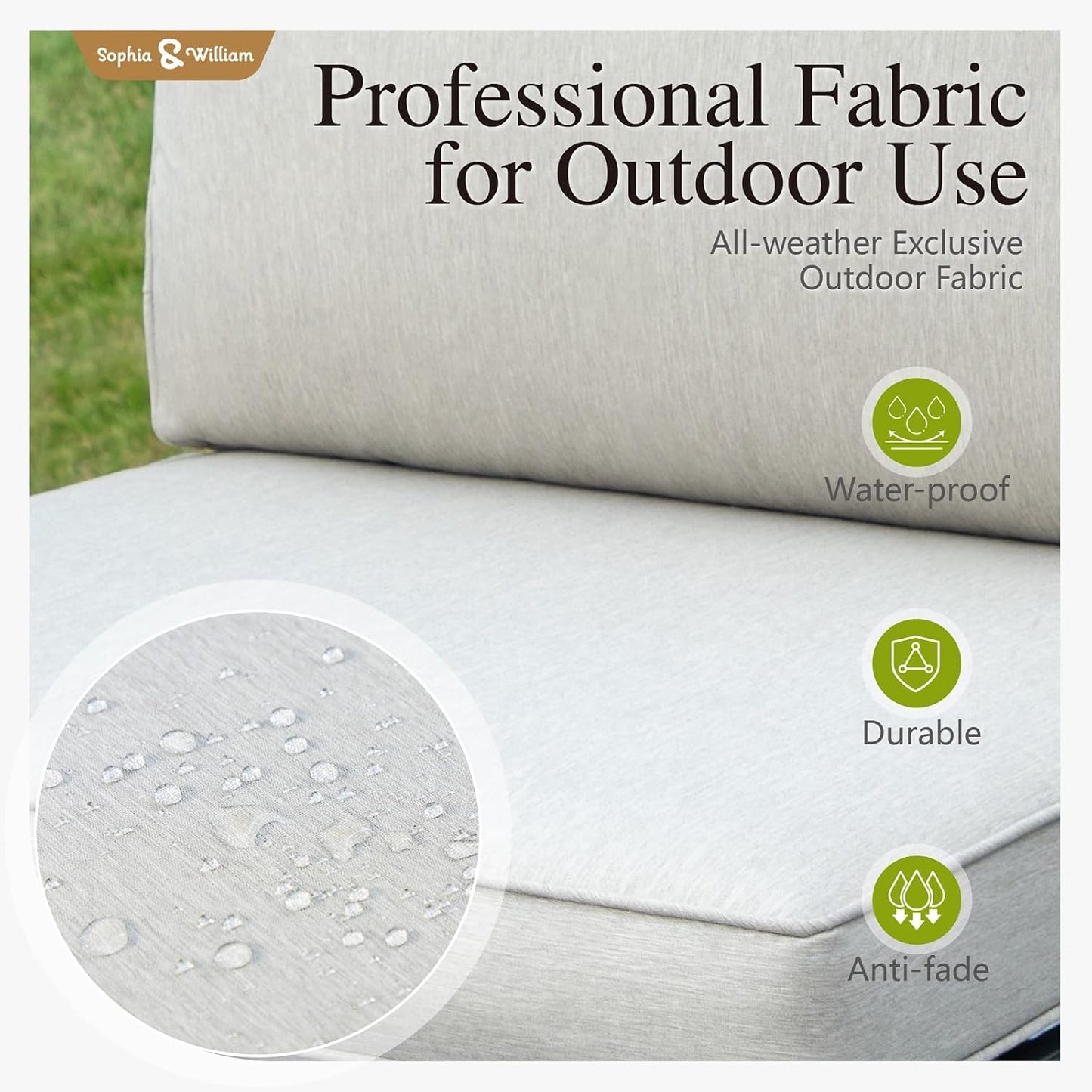 Sophia & William 9PCS Patio Furniture Set, Metal Outdoor Sectional Sofa Patio Conversation Set-2 Single Sofa with Side Table, 4 Single Couch, 2 Loveseat, 1 Tea Table