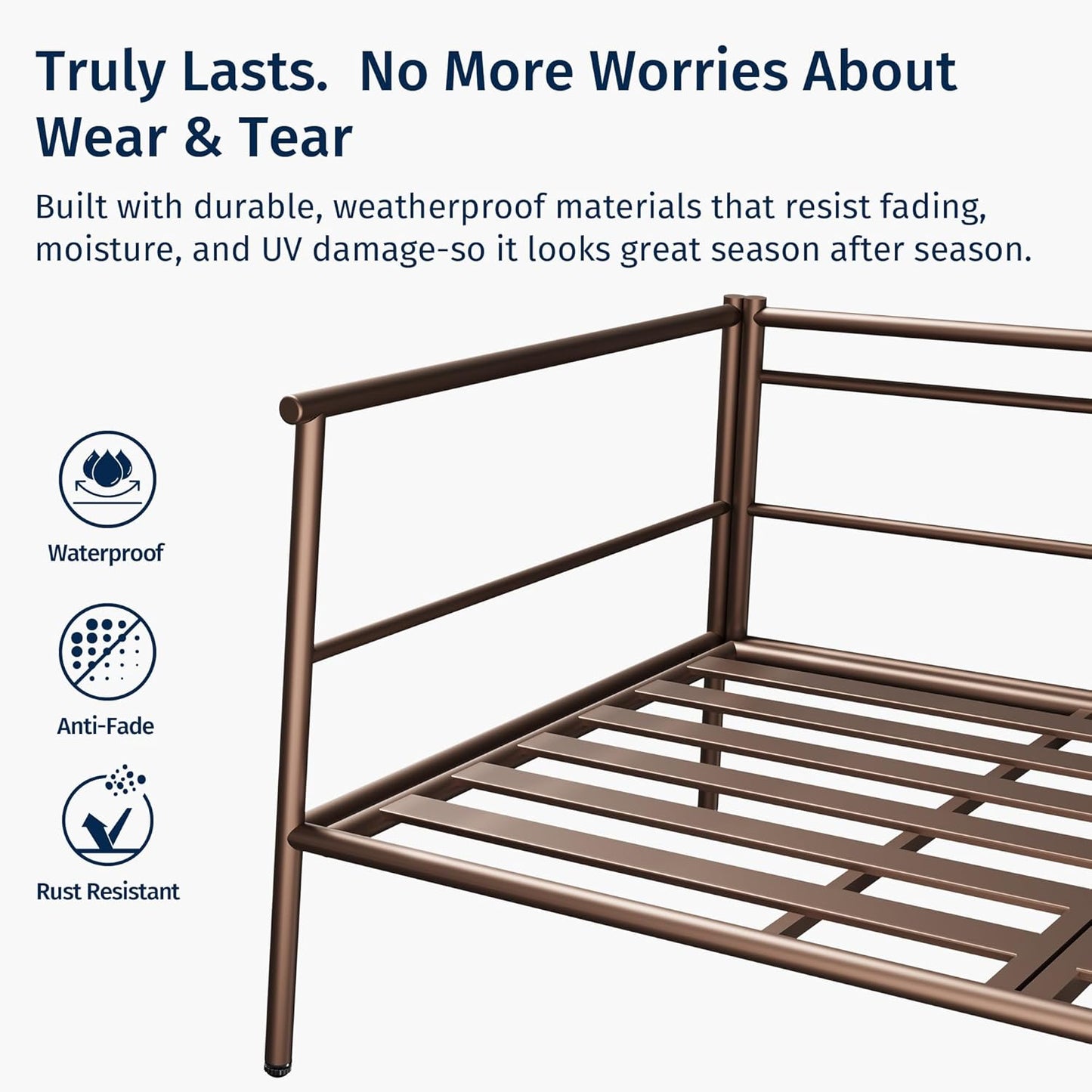 EAST OAK Outdoor Furniture | Life Chatter Loveseat | 2 Seater Sofa with 6.7" Thick Washable Cushions | Deep Seating Patio Furniture for Garden, Porch, Balcony & Backyard | Chestnut & Apricot