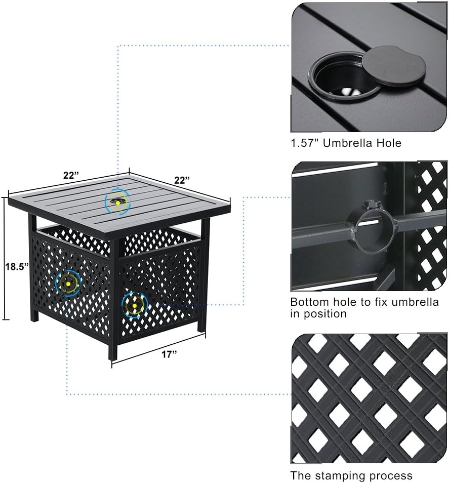 PHI VILLA Outdoor Patio Umbrella Side Table Base Stand with 1.57" Umbrella Hole for Garden,Pool Deck - Black