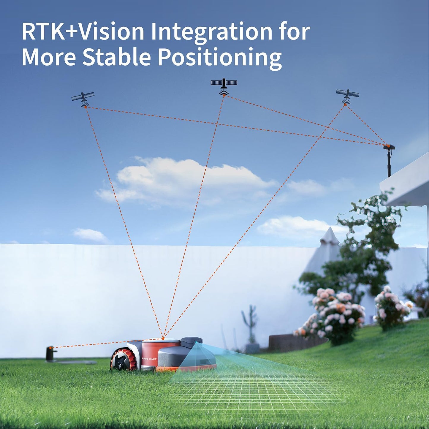 Segway Navimow H3000N-VF Robot Lawn Mower Perimeter Wire Free, 0.74 Acre RTK+Vision Robotic Lawnmower, Virtual Boundary, Systematic Mowing, APP Control, Anti-Theft 54dB(A) Quiet, Multi-Zone Management