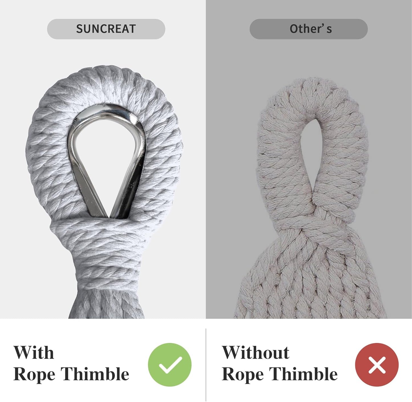 SUNCREAT Tree Hammocks for Outside, Double Hammocks 2 Person Heavy Duty for Trees, Light Gray