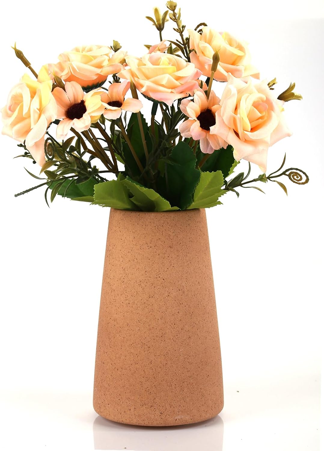 Simple Vase for Flowers Plants, Matte Vases for Modern Table Shelf Home Decor Wedding Boho Decor, 6" H Frosted Elegant Ceramic Vase for Pampas Grass Fluffy Stem Bouquet Lavender Flowers (Brown, 4)