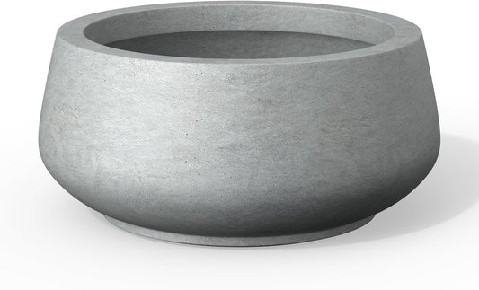 Kante 12.5" Dia Round Concrete Bonsai Planters, Outdoor Indoor Garden Plant Pot with Drainage Hole for Home, Patio, Garden, Concrete Gray