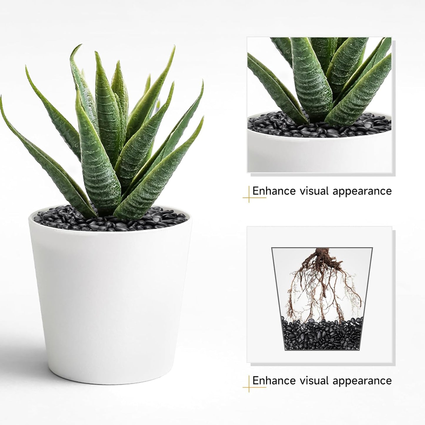 2.5 lbs Black Pebbles for Indoor Plants, Succulent, Bamboo, Vase, 3/8" Plant Rocks for Pots Indoor, Small River Rocks Decorative Pea Gravel, Highly Polished