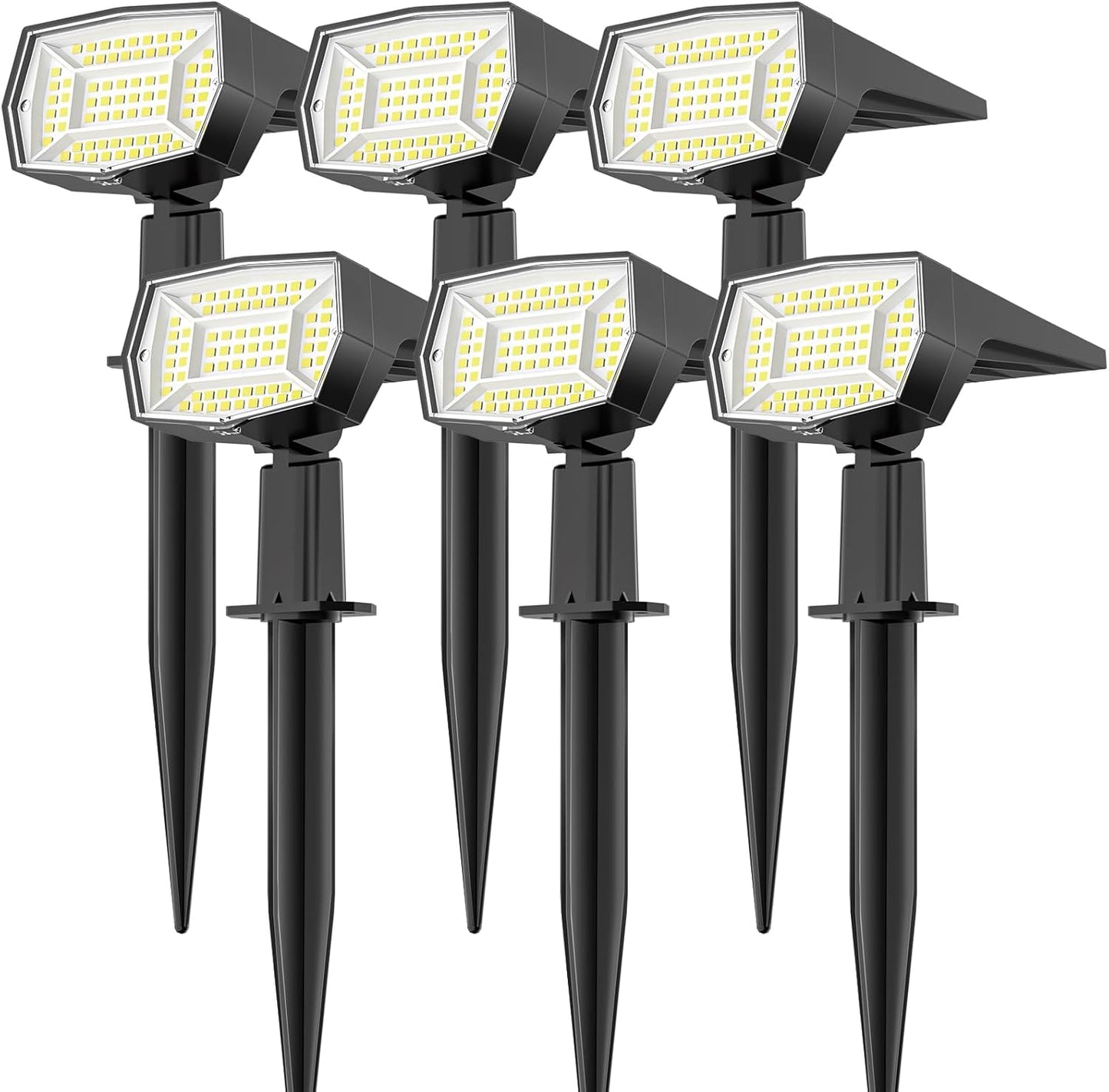 Fabrito 72 LEDs Solar Spot Lights Outdoor Waterproof, 3 Modes Landscape Spotlights, Dusk to Dawn Solar Powered Flood Wall Lights for Outside, Solar Garden Lights for Yard Porch 6 Pack (Cool White)